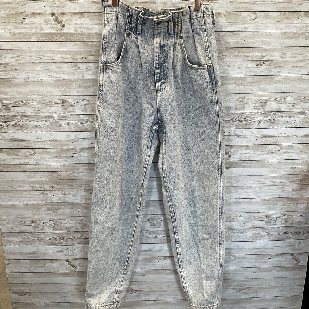 Vintage 80's Lee Womens 9 Jeans Mom Acid Wash Pleated High-Rise Tapered Made USA